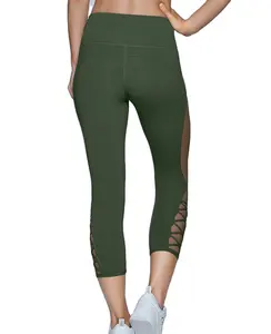 เลกกิ้งโยคะเอวสูงสำหรับผู้หญิง,กางเกงรัดรูปสีเขียวแบบรัดรูปพิมพ์โลโก้แบบเฉพาะไซส์ AA 2524