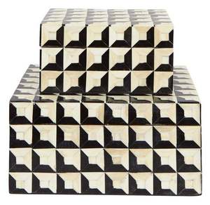 Caja de Madera con Incrustaciones de Hueso Marroquí Hecha a Mano, con Tapa, 1 Nivel, Rectangular, Diseño Minimalista, Gran Capacidad, Fácil de Usar - Product Image 4