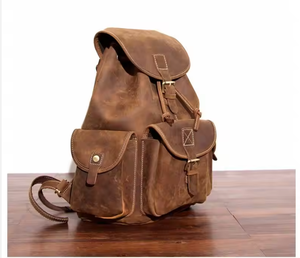 <b>Large</b> Capacity Vintage <b>School</b> Bag Men Genuine Leather Women <b>Backpack</b> for Hiking Sport Genuine Leather <b>Backpack</b> - Product Image 1