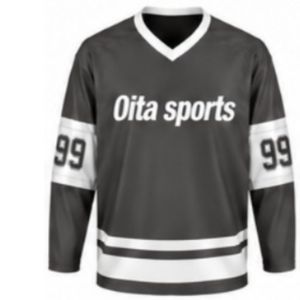 Maillot de hockey sur glace gris anthracite pour homme, manches longues, en polyester, uniforme d'équipe, tenue d'entraînement et de match, vêtements de sport - Product Image 1