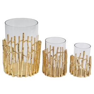 Bougeoir en verre décoratif moulé en aluminium Bougeoir doré de qualité supérieure nouveau design - Product Image 1