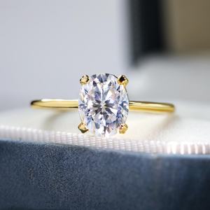 Moissanite <b>Ring</b> 925 Sterling Silver 14K Gold Plated Prong Wedding Engagement <b>Ring</b> For Women Fine Jewelry Gift - Product Image 6
