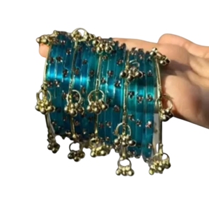 Women's Gold Plated <b>Red</b> Glass Kashmiri Bangles Set Ethnic Wedding Jewelry Flower Design <b>Bracelets</b> - Product Image 5