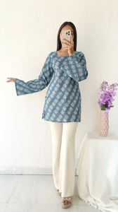 เสื้อกล้ามผ้าลินินลายพิมพ์แขนยาวสไตล์ชาวชาวปุรี สำหรับใส่ทำงานในออฟฟิศ ดีไซน์เรียบง่าย เหมาะสำหรับฤดูใบไม้ผลิ/ฤดูร้อน และฤดูใบไม้ร่วง - Product Image 4