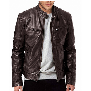 Wholesale Fashion Men's Genuine Leather Coated Woven Stand Collar Front Logo High Quality <b>Vintage</b> <b>Varsity</b> <b>Jacket</b> - Product Image 4