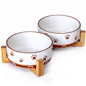 Tazón de cerámica para mascotas, para perros y gatos, con forma cómoda para alimentar, cuerpo resistente, base estable, superficie lisa, fácil de lavar - Product Image 5