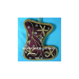 Christmas <b>Hanging</b> Ornaments For Home Decor And Gift Item Customized <b>Star</b> Shape Design Handmade Zari Embroidery With Beaded Work. - Product Image 1