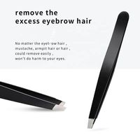 Pince à épiler antistatique personnalisée en acier inoxydable, noire, rose, or, inclinée, pour l'épilation des sourcils, marque privée