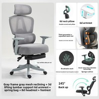 Chaise de bureau ergonomique avec fauteuil élévateur confortable en maille Executive Home Appui-tête réglable et fonction extensible