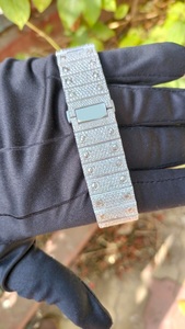 Reloj de Lujo con Incrustaciones de Moissanita VVS, Bisel de Diamantes Rosa Rubí, Esfera Cuadrada, Números Romanos, Estilo Hip Hop - Product Image 4