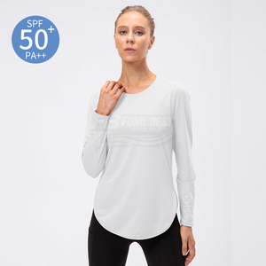Camiseta sin Mangas con Protección Solar UPF 50+ y Logotipo Personalizado, Top Corto con Abertura Lateral, Transpirable, Ecológico, de Secado Rápido, Corte Regular, Ropa Deportiva para Mujer - Product Image 5