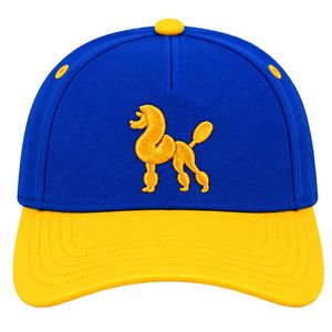 Gorra de Béisbol de Dos Tonos Azul Rey y Amarillo con Bordado de Poodle, Visera Curva, Hebilla Ajustable, Estilo Casual para Mujer, Accesorio de Moda para la Cabeza - Product Image 2