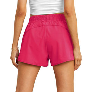 Shorts de survêtement pour femmes, personnalisés, nouvelle mode, en cuir et coton, respirants, unis, à volants, séchage rapide, taille élastique haute, vente en gros - Product Image 5