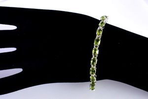 2026 Newly Classic 925 <b>Solid</b> Sterling <b>Silver</b> Green Peridot Gemstones <b>Bracelet</b> Channel Setting Women's Everyday Wear Fine Jewelry - Product Image 5