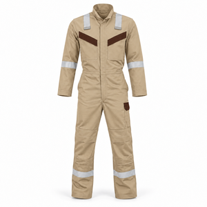 Overol de Trabajo de Algodón Personalizado OEM para Hombre, Alta Visibilidad, Reflectante, Transpirable, Ropa de Mantenimiento de Fábrica, Mangas Largas, Cierre Oculto - Product Image 1