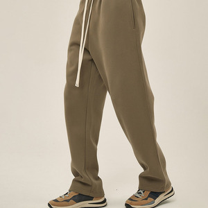 Premium Heavyweight 320Gsm Cotton Track <b>Stacked</b> Sweat Pants French Terry <b>Joggers</b> Flared Baggy Straight Men's Wide Leg Sweatpants - Product Image 2