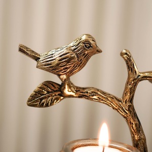 Home Illumination Golden Bird <b>Tree</b> Candle <b>Stand</b> Home Decoration Heat Resistant 10.6in - Product Image 5