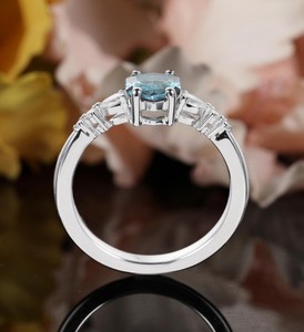 Hexagon Shape Alexandrite 14K Gold Plated Sterling Silver Geometric Engagement Ring Moissanite Prong Setting Color <b>Change</b> - Product Image 5