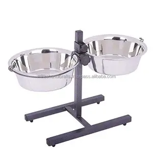 工艺品不锈钢狗碗可调支架带两件式带支架带支架狗用钢碗