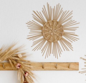 Décoration murale bohème en forme de soleil pour chambre de garçon, sculpture en rotin, décoration pour enfants, étoile suspendue en fibre de osier durable - Product Image 2