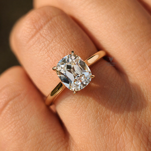 IGI Certified 1 Carat Old Mine Cushion Cut Lab Grown Diamond <b>Ring</b> 14K Gold Vintage Engagement <b>Ring</b> Wholesale Custom Jewelry - Product Image 3
