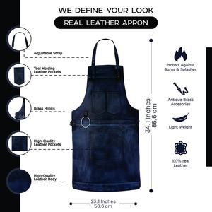 Tablier de Barbier Professionnel en Cuir Personnalisé avec Bretelles et Poches – Vente en Gros pour la Protection lors du Barbecue - Product Image 3