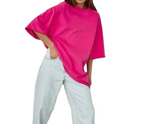 Camiseta informal de verano de gran tamaño de 260gsm para mujer, ropa de calle 2025, de punto con impresión Digital Top, venta al por mayor - Product Image 3