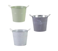 Ensemble de pots en métal galvanisé au design unique avec poignées pour jardin, fleurs, plantes vertes, décoration intérieure et extérieure