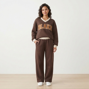 <b>Women's</b> Maverick Letter Print V Neck Sweatshirt & Wide Leg Pants Matching Lounge Set Full Sleeve Casual Knitted <b>2</b> <b>Piece</b> <b>Outfit</b> - Product Image 4