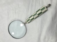 Loupe de poche vintage à poignée à carreaux verts, design minimaliste de luxe, accessoire de bureau décoratif, idéal pour les remises de diplômes et les anniversaires