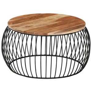 Table basse robuste de taille moyenne en bois d'acacia massif et fer, divers designs - Product Image 1