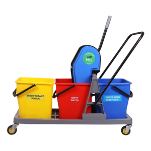 Triple Bucket <b>Mop</b> Trolley 10-15L Portable Plastic Side Press Colorful Design For <b>Cleaning</b> Tasks - Product Image 1