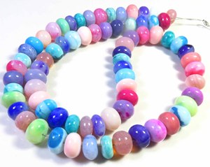 Nouvelles perles d'opale multicolores magnifiques, 8-9 mm, forme rondelle, lisses, 16 pouces, pour collier. - Product Image 6