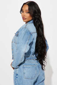 Oem Unisex Denim Knitted Jacket Casual Winter Coat Oversize Breathable 100% Cotton for Ladies - Product Image 3