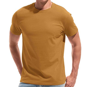 Camiseta de Manga Corta para Hombre, 100% Algodón, Cuello Redondo, Ecológica, con Serigrafía, Color Mostaza Sólido, Corte Regular, Tejido Jersey - Product Image 4