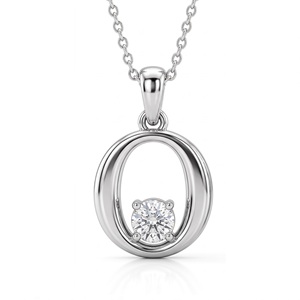 Colgante con inicial de la letra O, diamantes redondos brillantes, cultivados en laboratorio y naturales, joyería de lujo unisex para compromiso. - Product Image 2