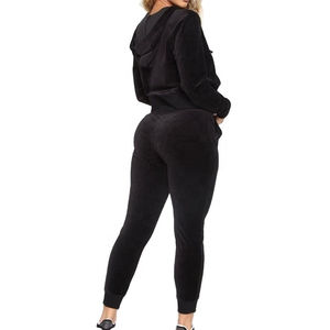 Wholesale Custom Women High Quality Velvet <b>Velour</b> Hooded Breathable Winter Streetwear <b>Tracksuits</b> 100% Cotton Custom Design - Product Image 5