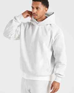 Sweat-shirt à capuche blanc pour homme, coupe classique, couleur unie, tricoté, 100% coton, tissu FRENCH TERRY, vêtements d'automne - Product Image 3