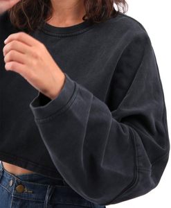 Sudadera Corta con Capucha para Hombre, Efecto Desgastado por el Sol, Lavado Ácido, Bajo sin Rematar, Apliques, Parches Bordados, Estilo Vintage, 100% Algodón - Product Image 4