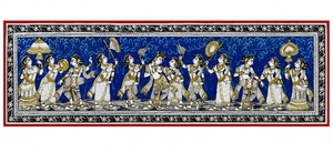 Obra de arte tradicional india Pattachitra, hecha a mano, con la imagen del Señor Krishna en la procesión real, para colgar en la pared de la sala de estar. - Product Image 6