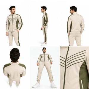 Conjunto Deportivo Personalizado con Cuello Alto para Hombre, Ropa de Gimnasio Ecológica, Chaqueta de Entrenamiento con Cierre y Pantalones Jogger de Algodón y Poliéster - Product Image 6