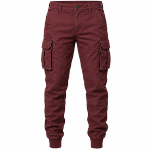 Plain Dyed <b>Spandex</b>/Cotton OEM Men's Casual Olive Jogger <b>Pants</b> Kick Flare Leg Mid-Waist Waterproof Eco-Friendly Breathable - Product Image 3