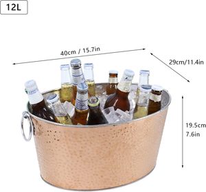 12 L Stainless Steel <b>Drink</b> Tub Ice Bucket with Handles Heavy Duty Wine Champagne Beer <b>Cooler</b> for Parties and Events Wholesale - Product Image 2