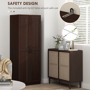 Dispensa da Cucina Indipendente a 2 Ante, 160 cm, in Legno di Ciliegio Cinnamon con 2 Ripiani Regolabili per Sala da Pranzo - Product Image 6