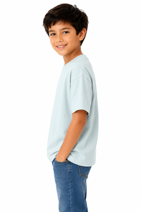 T-shirt uni vert menthe pour enfants, en coton doux, à manches courtes, tee-shirt décontracté pour garçons et filles, haut d'été unisexe, t-shirt basique léger pour enfants - Product Image 2