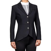 Chaqueta de Competición Ecuestre para Mujer, de Alta Calidad, Poliéster/Algodón, con Cuentas, Personalizable, Transpirable, de Secado Rápido, para Montar a Caballo