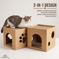 Maison à gratter pour chat en carton 2-en-1