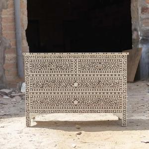 Cajón con Incrustaciones de Hueso de ILAHI, Diseño Moderno con Detalles de Ágata, Mueble Portátil para el Hogar - Product Image 4