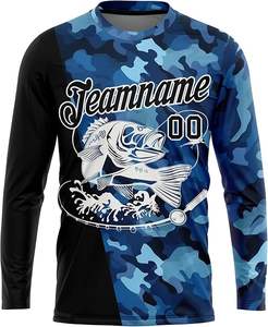 เสื้อทีมตกปลาแบบกำหนดเองใหม่ UPF 50+ พิมพ์โลโก้ชื่อและหมายเลข เสื้อคุณภาพสูงแบบระเหิดสี เสื้อตกปลาน้ำหนักเบา - Product Image 1