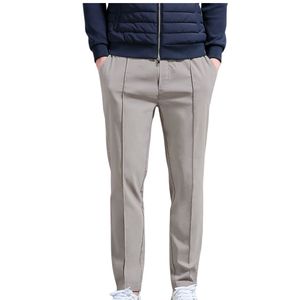 Pantalones Casuales de Corte Slim para Hombre, Pantalones de Pierna Recta con Diseño de Pliegues Delanteros y Bolsillos Laterales, Cómodos para el Día a Día y la Oficina - Product Image 1